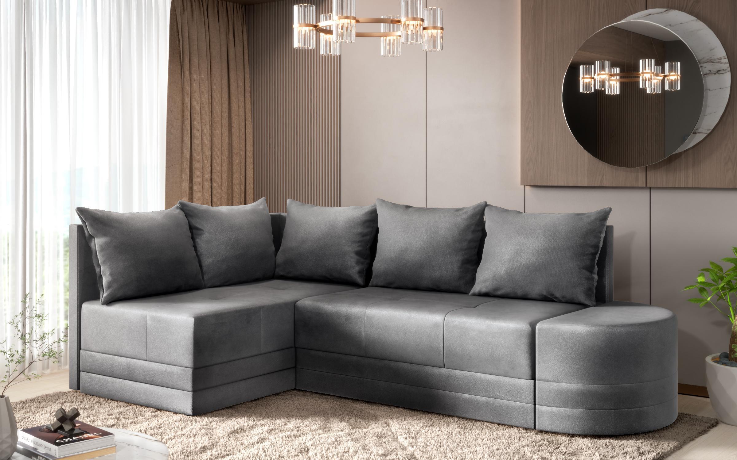 Γωνιακός καναπές – κρεβάτι Kamelo, σκούρο γκρι  2
